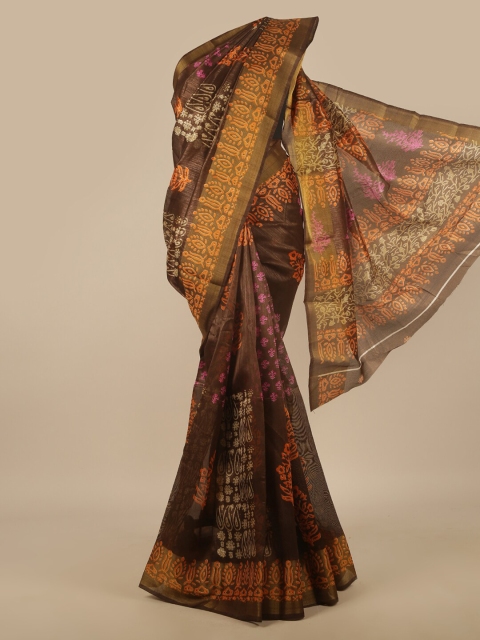 

Pothys Brown & Orange Ethnic Motifs Saree