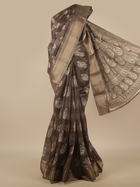 

Pothys Grey & White Ethnic Motifs Zari Saree