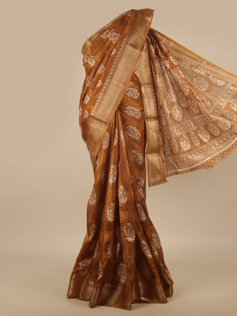 

Pothys Brown Floral Printed Cotton Blend Saree