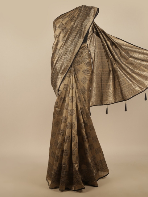 

Pothys Tan & Black Ethnic Motifs Printed Saree