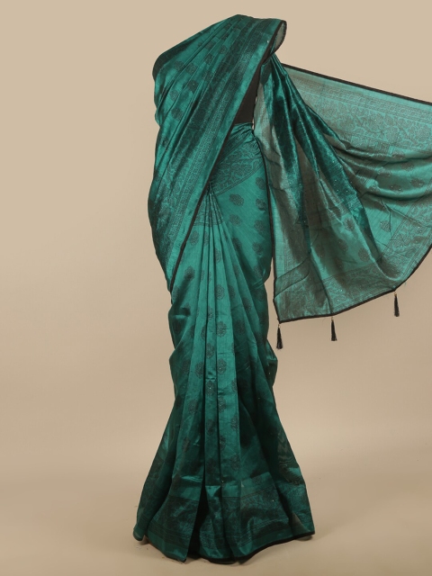 

Pothys Green & Black Floral Printed Saree