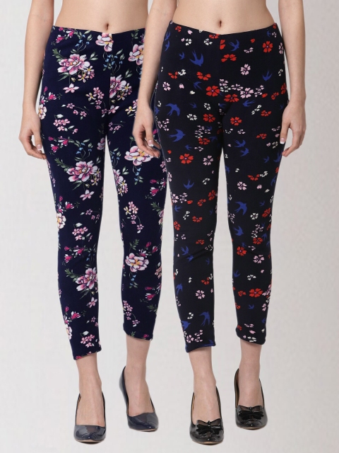 

KLOTTHE Pack of 2 Women Printed Skinny Fit Woolen Jeggings, Multi