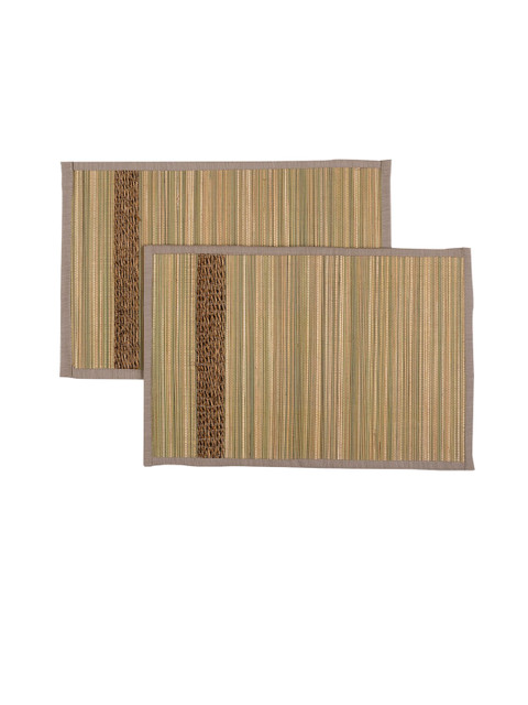 

The Yellow Dwelling Set Of 2 Grey & Green Handwoven Rivergrass Glacier Placemats