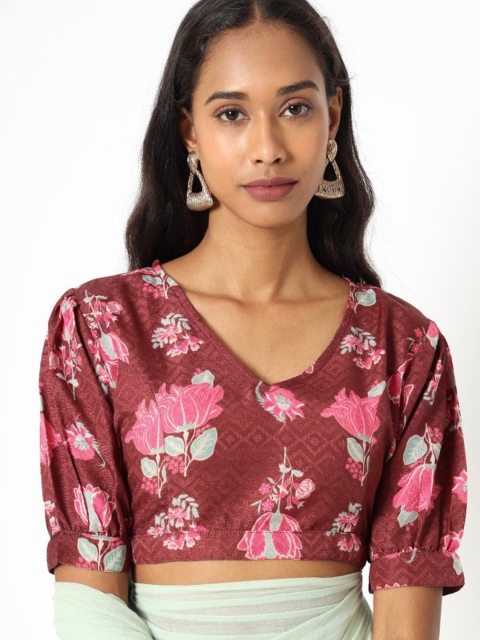 

Saaki Brown Floral Print Crop Top