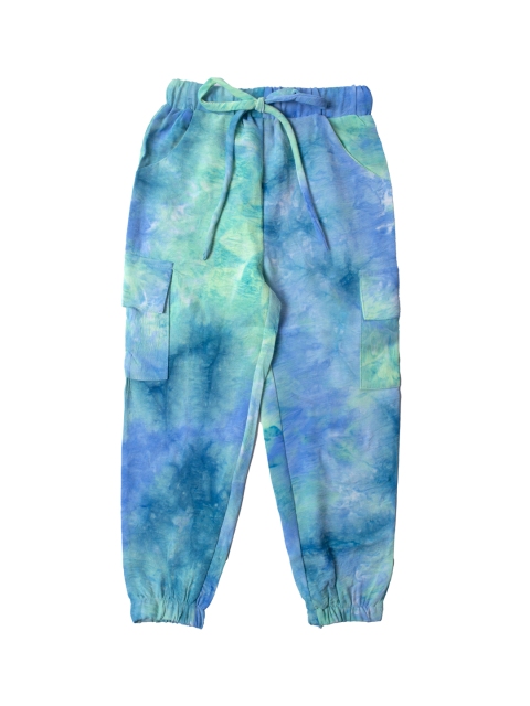 

Hunny Bunny Girls Green & Blue Tie & Dye Printed Comfort Fit Joggers