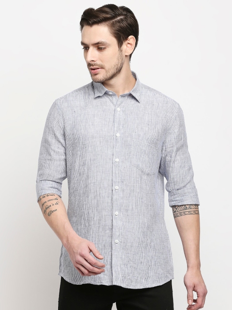 

EVOQ Men Blue Classic Linen Casual Shirt