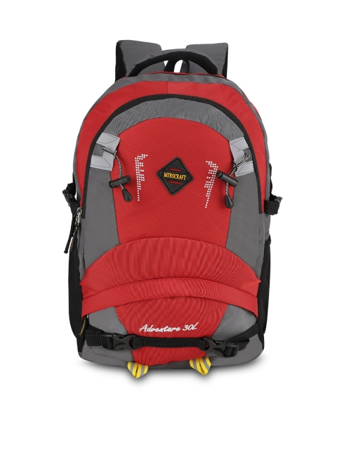 

MTROCRAFT Unisex Red & Grey Colourblocked Backpack With Reflective Strip