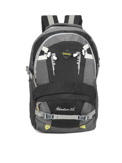 

MTROCRAFT Unisex Black & Grey Colourblocked Backpack with Reflective Strip