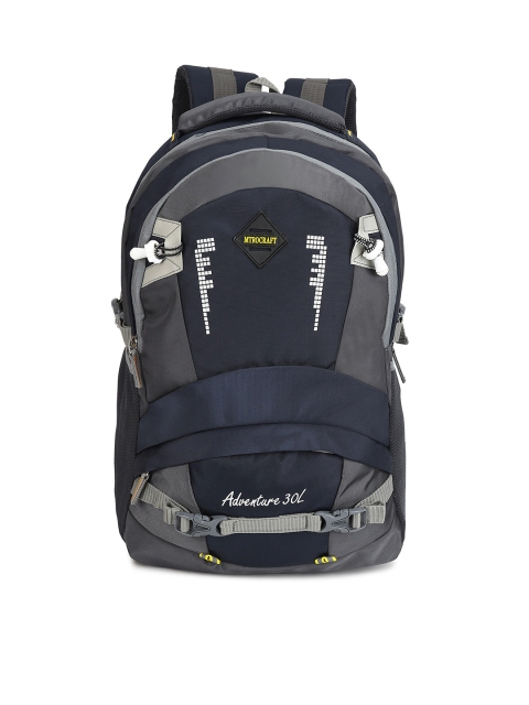 

MTROCRAFT Unisex Navy Blue & Grey Colourblocked Backpack with Reflective Strip