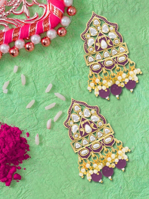 

LIVE EVIL Magenta & White Gold Plated Contemporary Studs Earrings