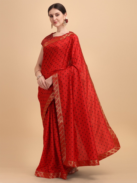 

KALINI Red & Gold-Toned Silk Blend Saree