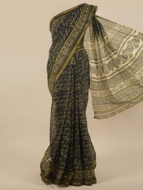

Pothys Green & Blue Abstract Printed Cotton Blend Saree