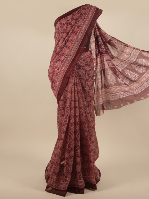 

Pothys Purple & Red Ethnic Motifs Printed Cotton Blend Saree