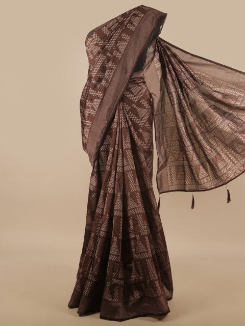 

Pothys Brown & White Printed Saree