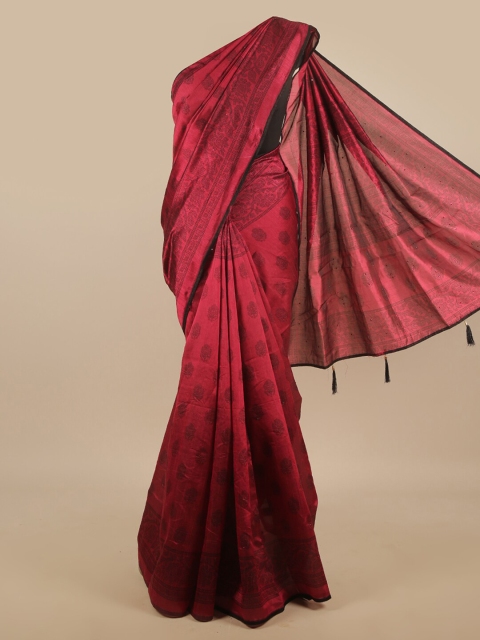 

Pothys Maroon & Black Ethnic Motifs Printed Saree
