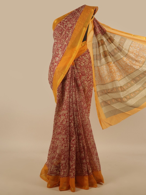 

Pothys Red & Orange Ethnic Motifs Saree