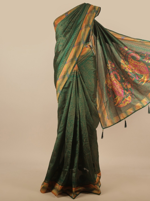 

Pothys Green & Yellow Printed Cotton Saree