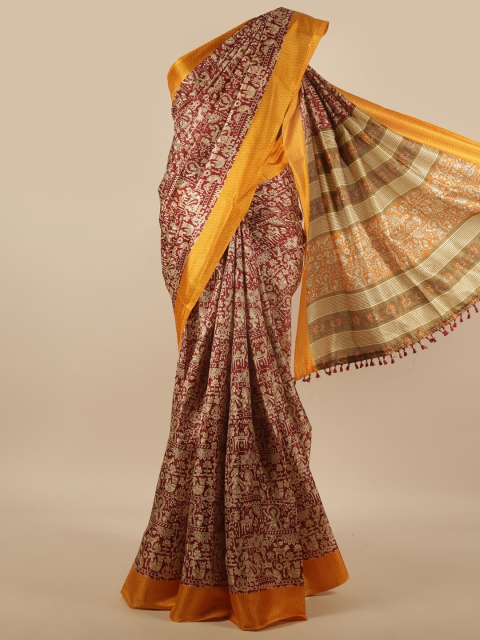 

Pothys Maroon & Beige Ethnic Motifs Saree