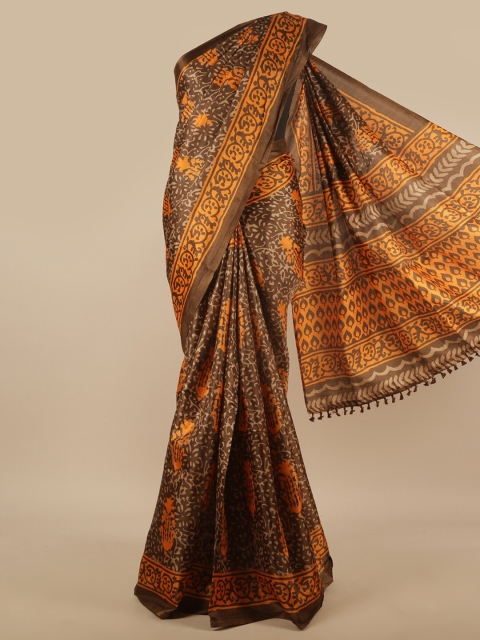 

Pothys Brown & Orange Ethnic Motifs Printed Cotton Saree