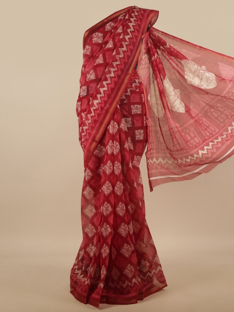 

Pothys Pink & White Batik Printed Cotton Blend Saree