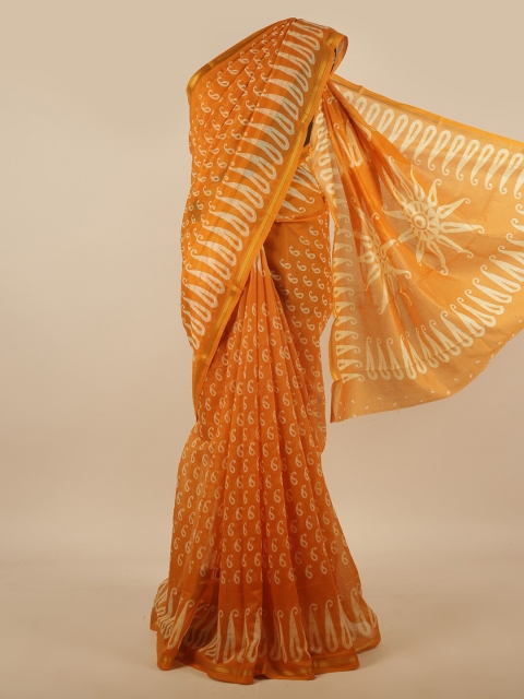 

Pothys Orange & Off White Paisley Printed Saree