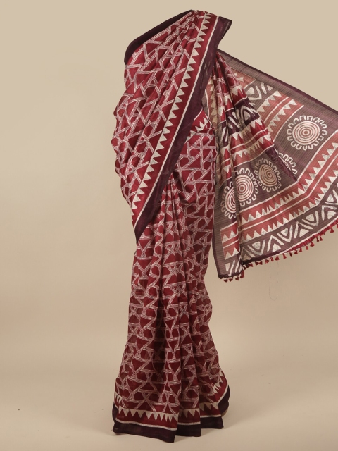 

Pothys Brown & White Printed Saree