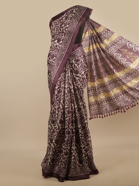 

Pothys Purple & Off White Ethnic Motifs Printed Saree