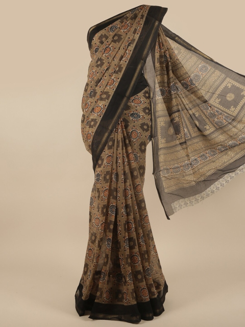 

Pothys Grey & Brown Ethnic Motifs Zari Saree