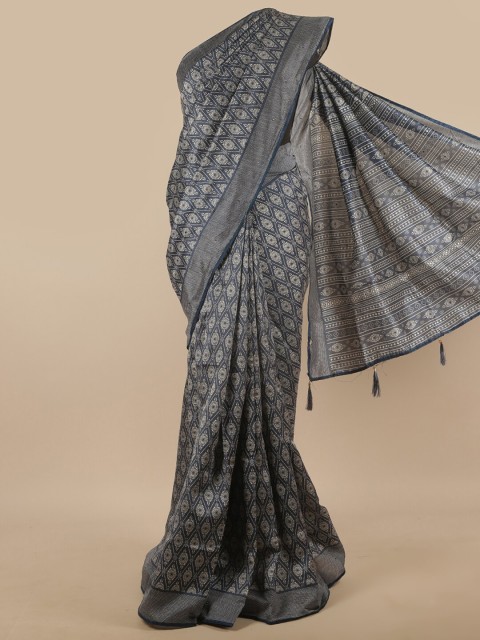 

Pothys Blue Ethnic Motifs Cotton Blend Saree