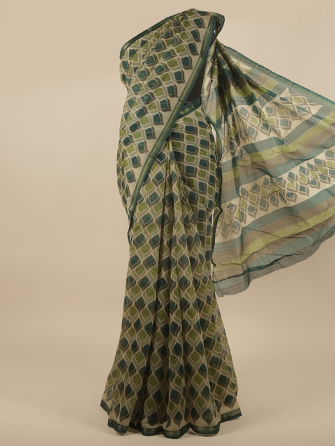 

Pothys Green Ethnic Motifs Printed Cotton Blend Saree