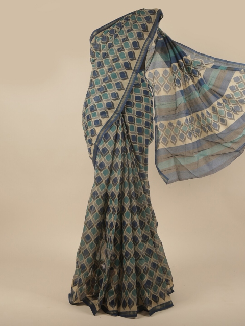 

Pothys Blue & Beige Geometric Printed Cotton Blend Saree