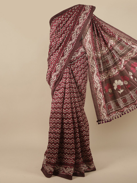 

Pothys Purple & Off White Printed Saree