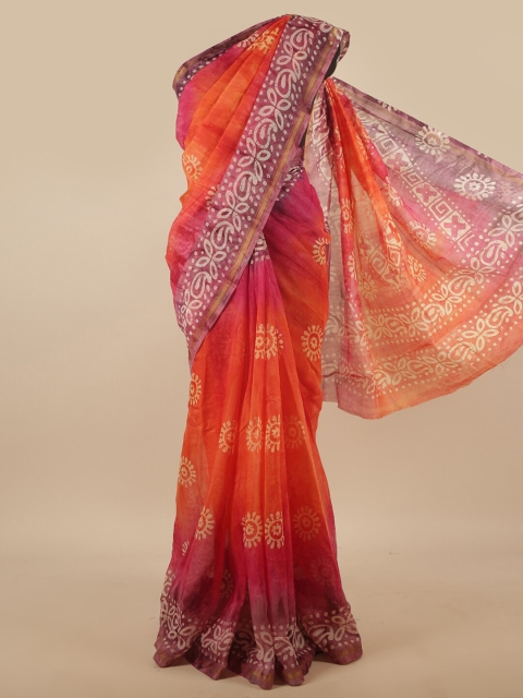 

Pothys Orange & Off White Ethnic Motifs Zari Saree