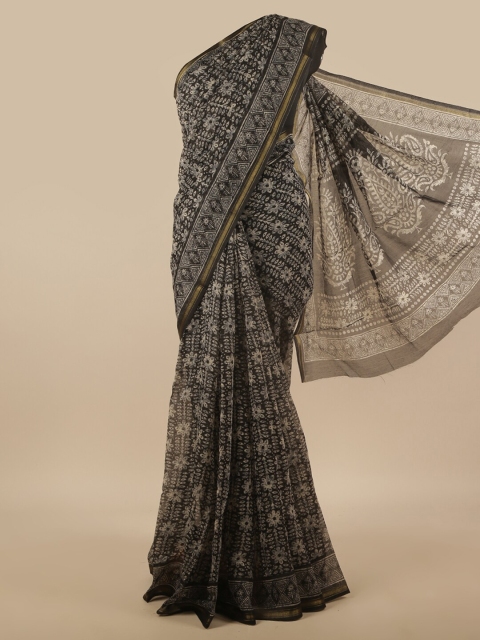 

Pothys Black & Off White Floral Printed Saree