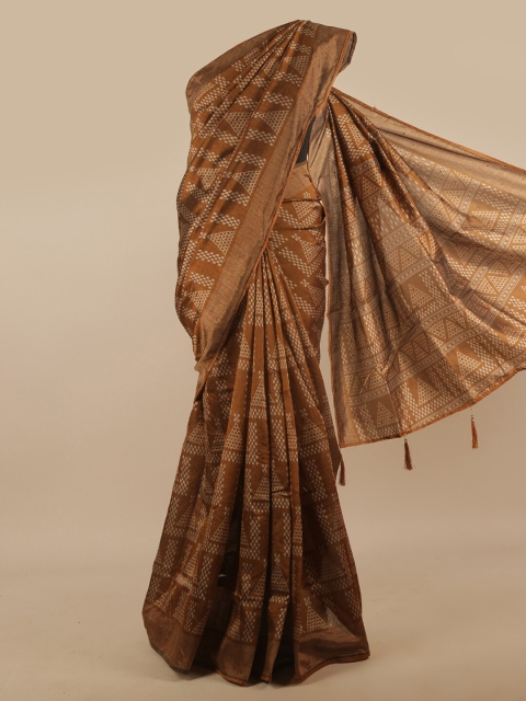 

Pothys Brown & White Ethnic Motifs Printed Cotton Blend Saree