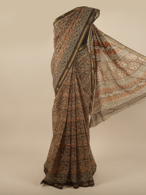 

Pothys Brown & Cream-Coloured Ethnic Motifs Printed Saree