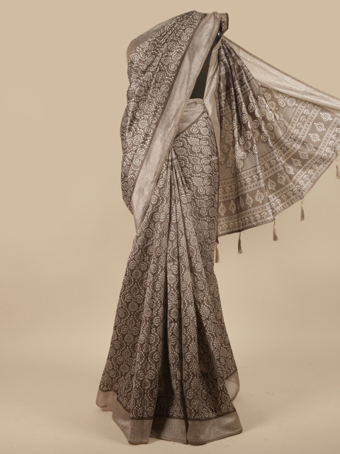 

Pothys Grey & Off White Ethnic Motifs Printed Cotton Blend Saree