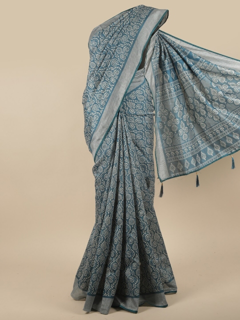 

Pothys Blue & White Ethnic Motifs Saree