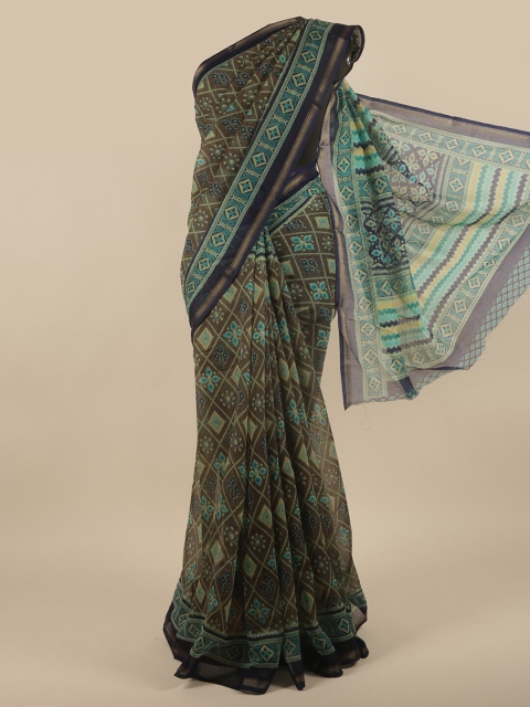 

Pothys Grey & Blue Floral Zari Saree