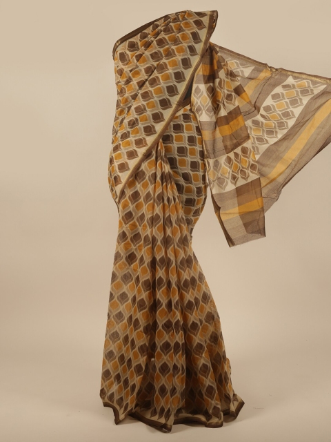 

Pothys Beige & Brown Ethnic Motifs Cotton Blend Saree