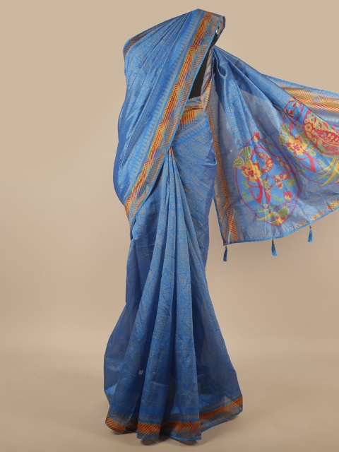 

Pothys Blue & Red Floral Printed Saree