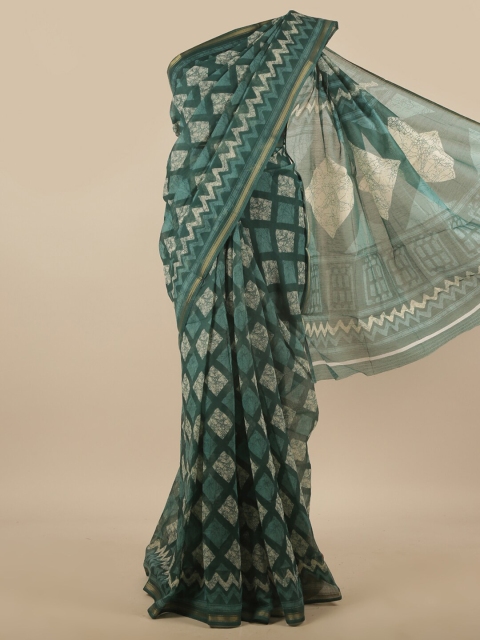 

Pothys Green & Grey Printed Saree