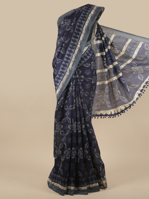 

Pothys Blue & White Floral Printed Cotton Blend Saree