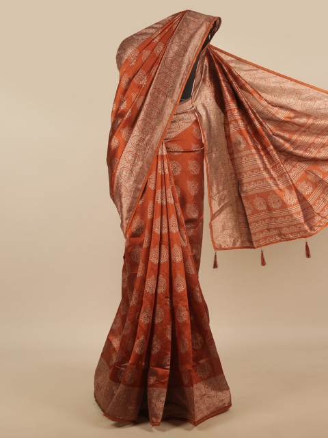 

Pothys Rust & White Ethnic Motifs Printed Cotton Blend Saree