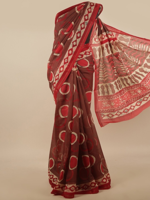 

Pothys Maroon & White Geometric Printed Saree