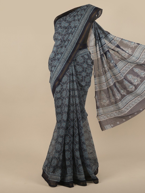 

Pothys Blue & White Ethnic Motifs Cotton Blend Saree