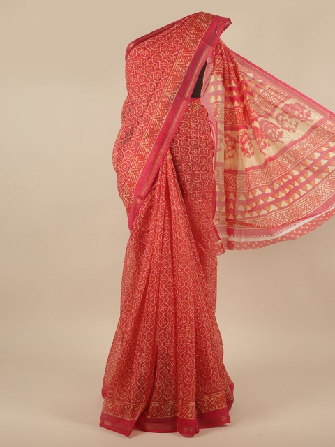 

Pothys Pink & Cream-Coloured Floral Printed Saree