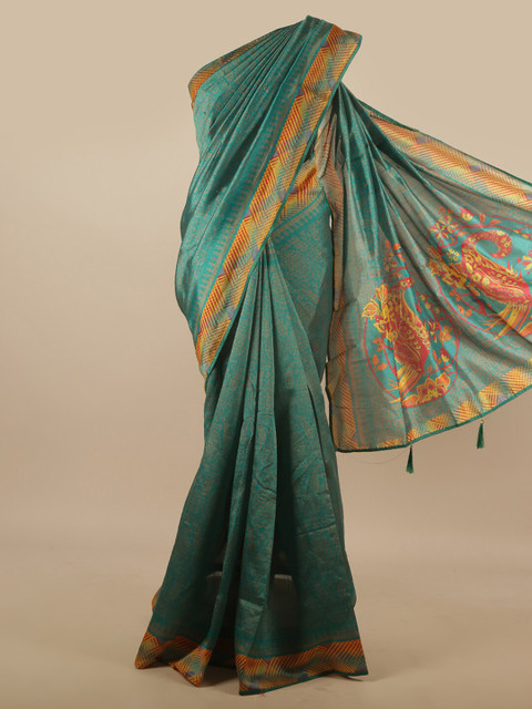 

Pothys Green & Yellow Printed Saree