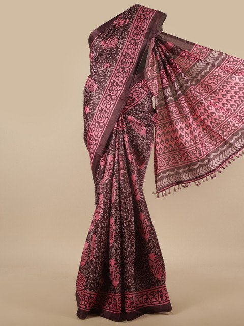 

Pothys Purple & Pink Ethnic Motifs Printed Cotton Blend Saree