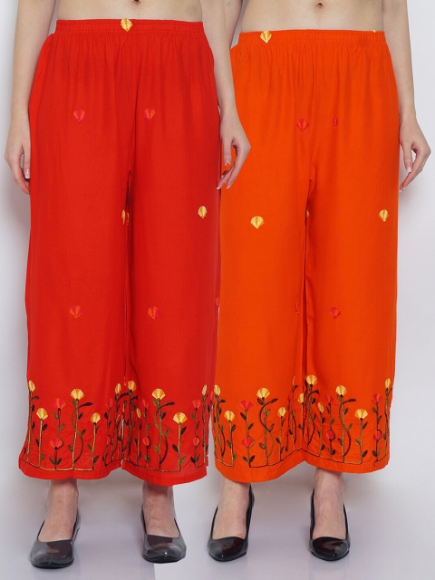 

GRACIT Women Red 2 Embroidered Knitted Ethnic Palazzos